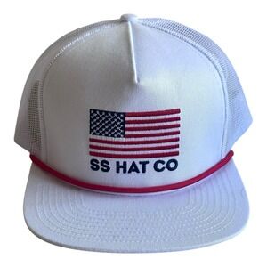 Southern String Hat Co‎ Trucker Hat White USA Patriotic American Flag